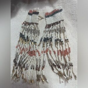 Native Hand-Beaded Fringe Earrings🌵